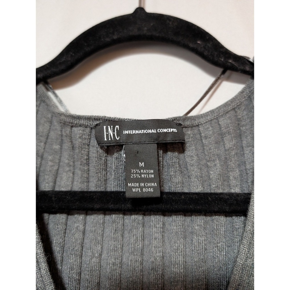 INC International Concepts Gray Ribbed Knit Fit & Flare Sweater Dress Medium - Picture 5 of 6